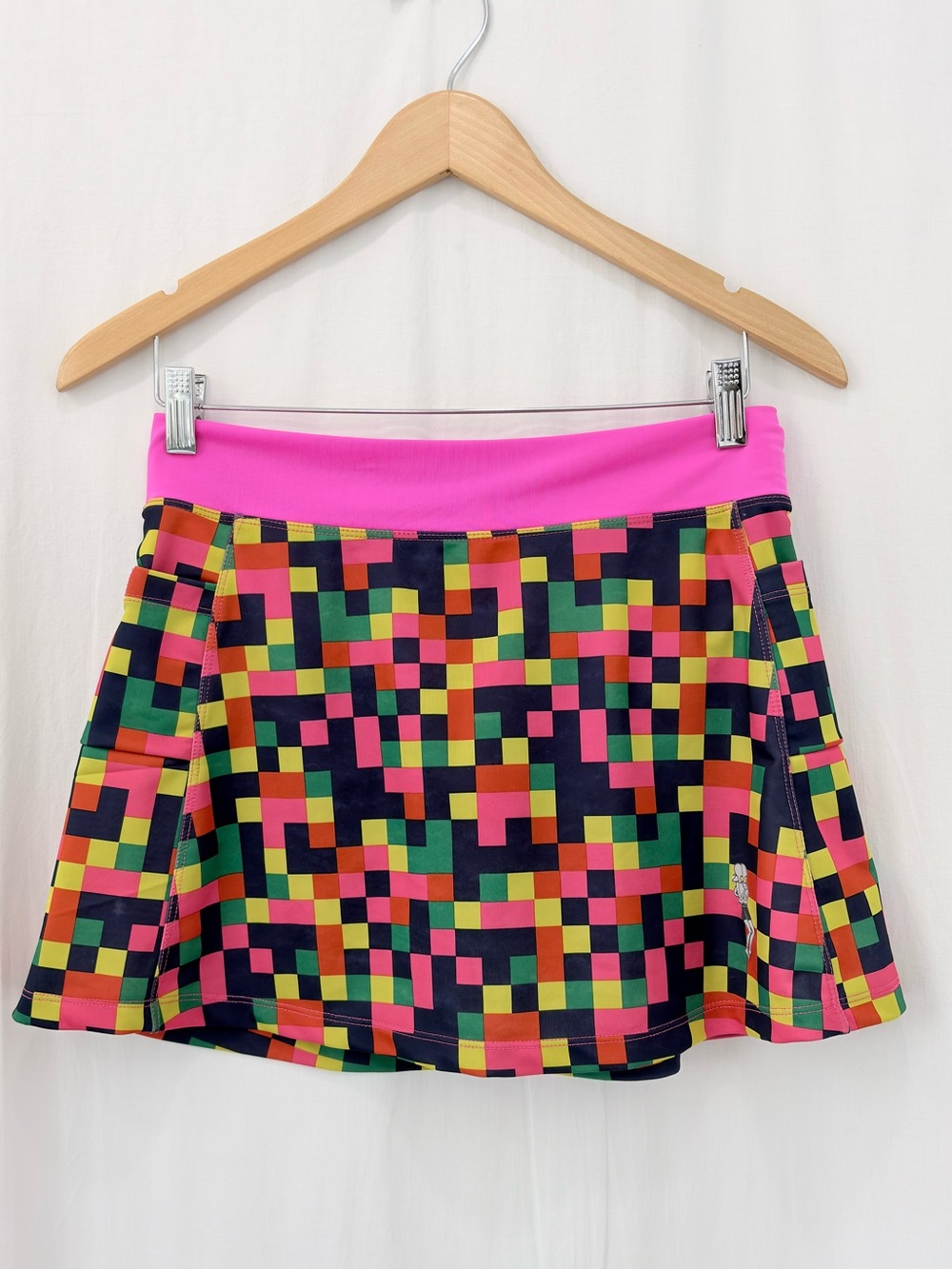 Runningskirts Pink Pixel Colorblock Triathlon Skirt W Brief Activewear Medium